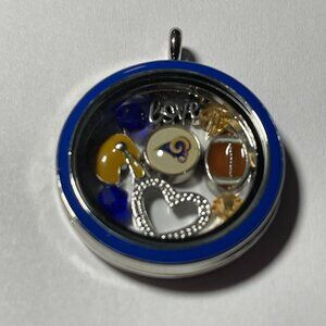 Los Angeles Rams NFL Memory Charm Locket w/ 22 IN chain NEW